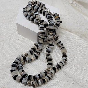 Genuine Stone Chip Necklace 36" long